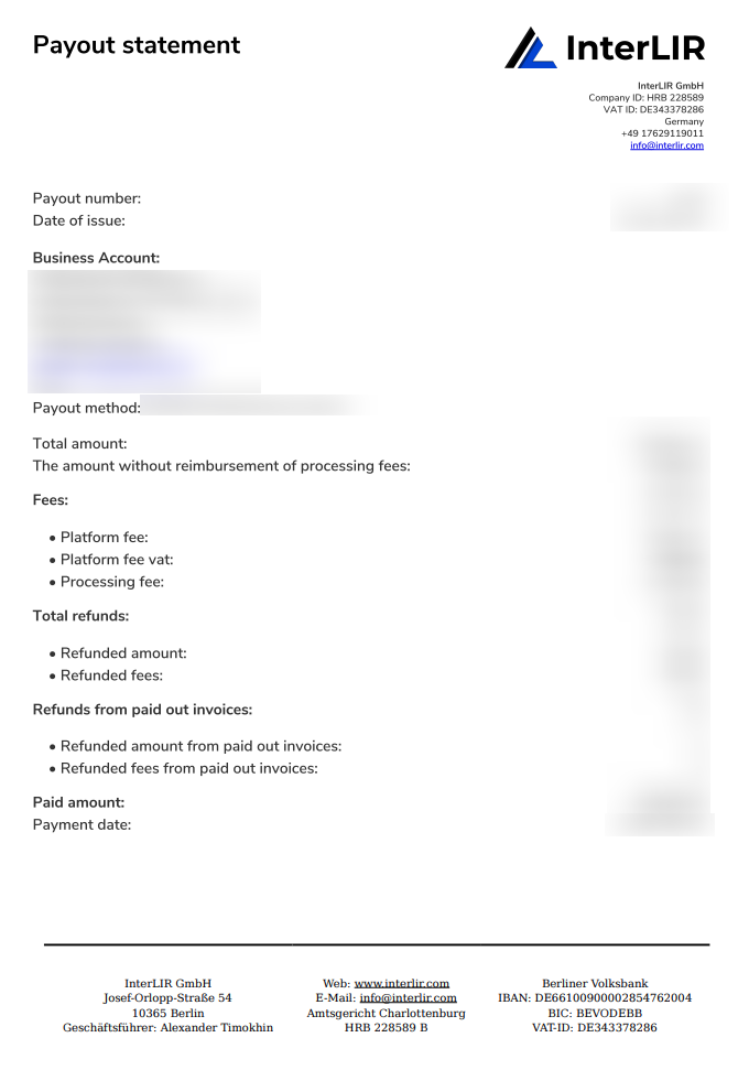 Payout Statement Report