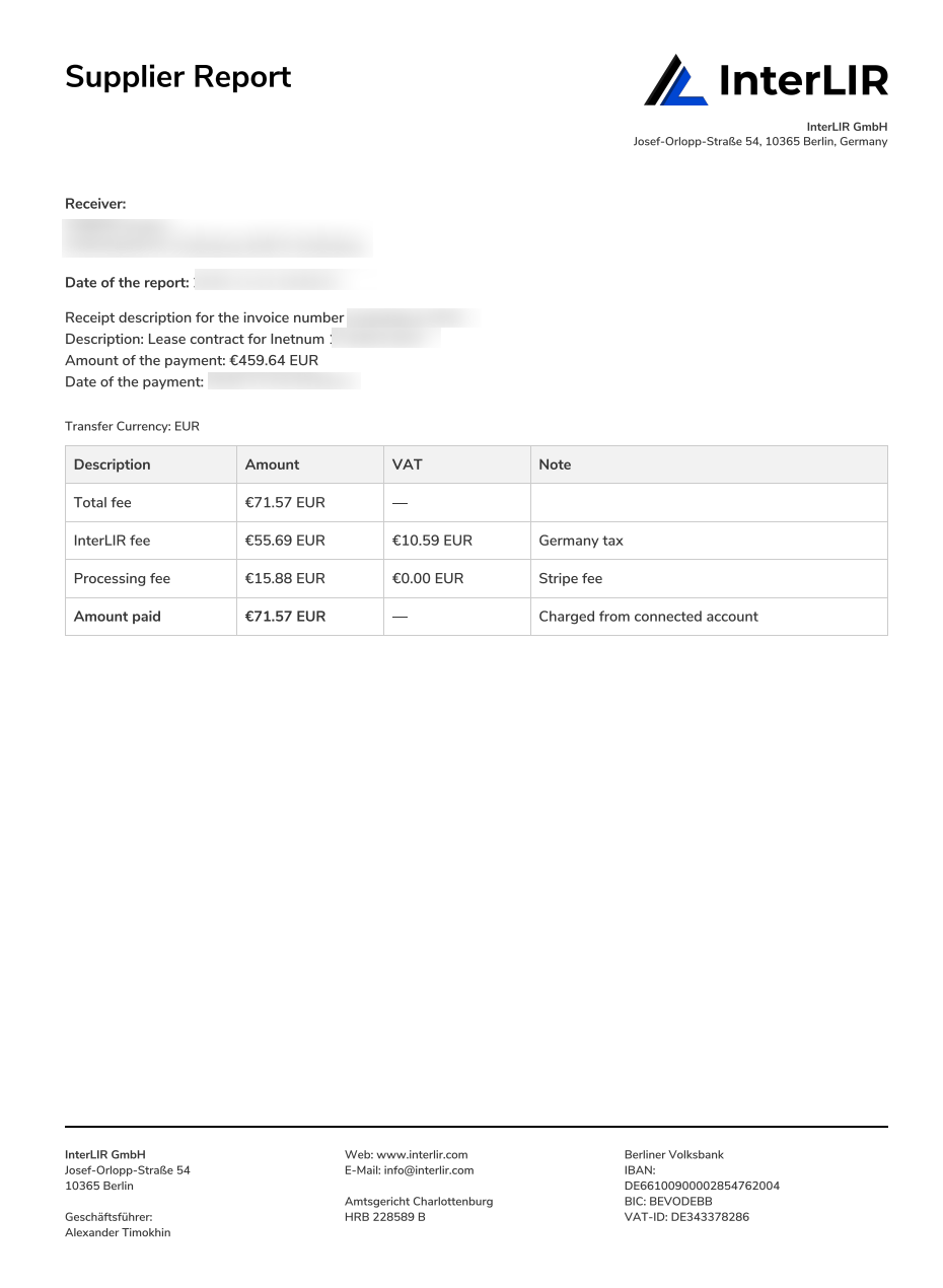 Supplier invoices report