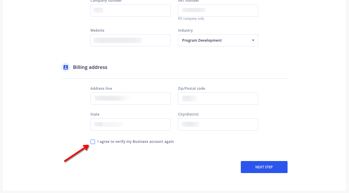 Confirm data processing checkbox
