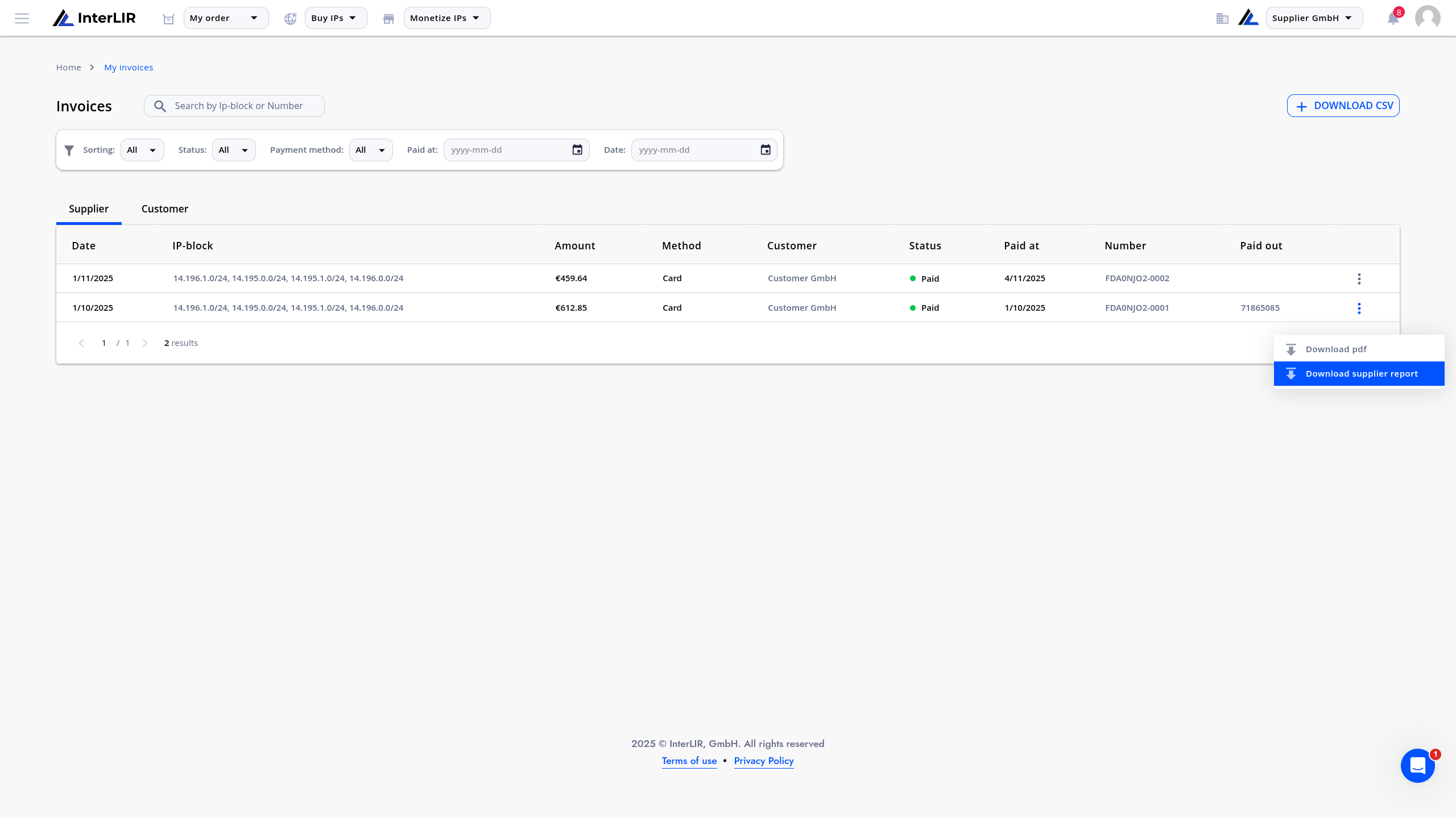 Supplier Report by Invoice