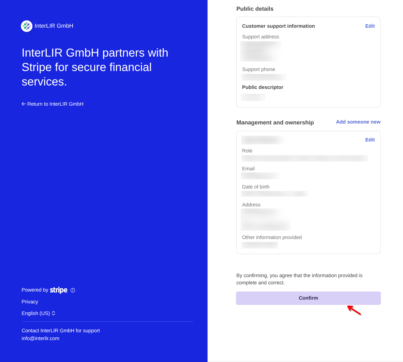 Stripe onboarding process