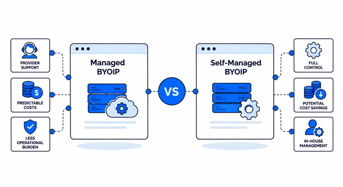 Managed BYOIP vs Self-Managed BYOIP: Cost, Responsibility and Support Comparison