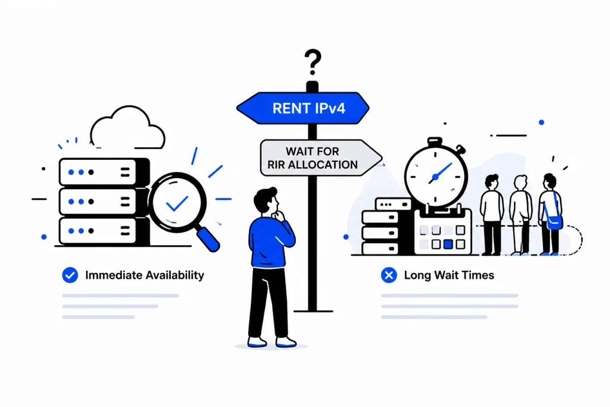 When does renting IPv4 make more sense than waiting for RIR allocation?
